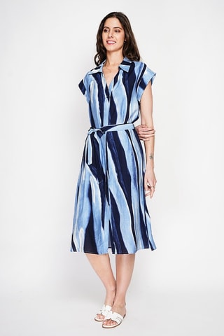 Robe chemise en lin - Bleu