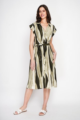 Robe chemise en lin - Kaki