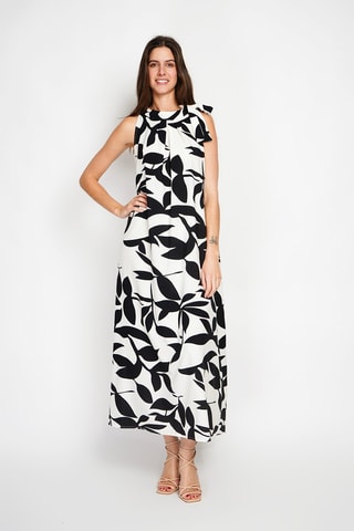 Robe longue - Noir et beige