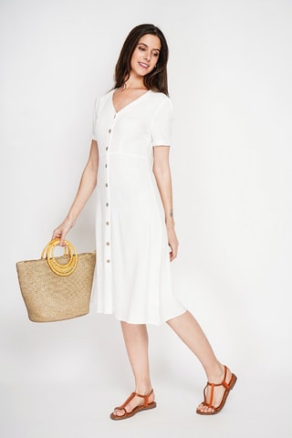 Robe chemise en lin - Blanc