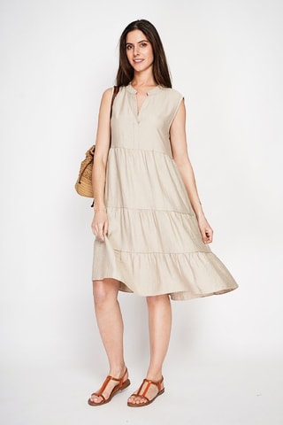 Robe midi en lin - Beige
