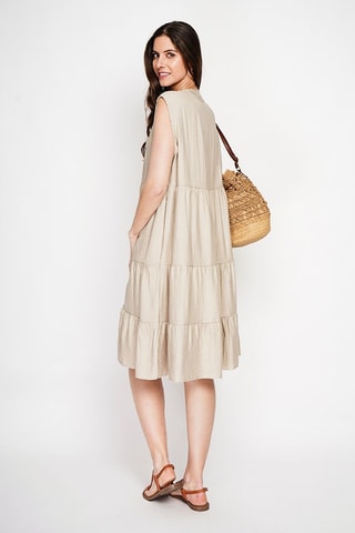 Robe midi en lin - Beige