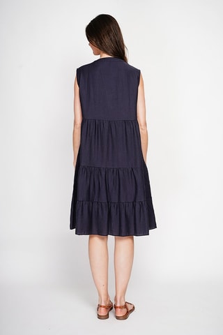 Robe midi en lin - Bleu marine