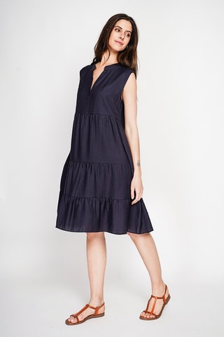 Robe midi en lin - Bleu marine