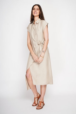 Robe portefeuille en lin - Beige