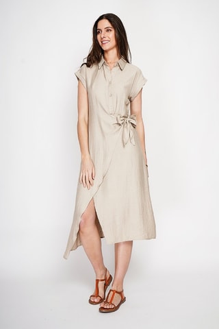 Robe portefeuille en lin - Beige