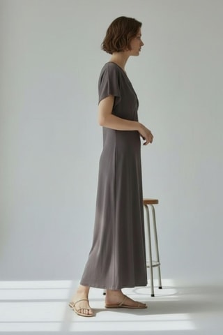 Robe longue en lin - Marron