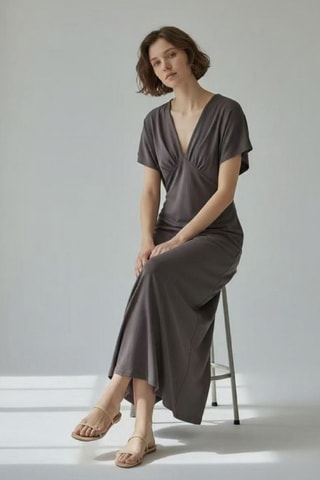 Robe longue en lin - Marron