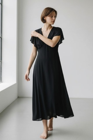 Robe longue en lin - Noir