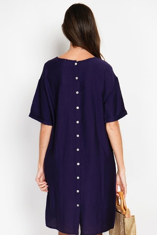 Robe droite en lin - Bleu marine