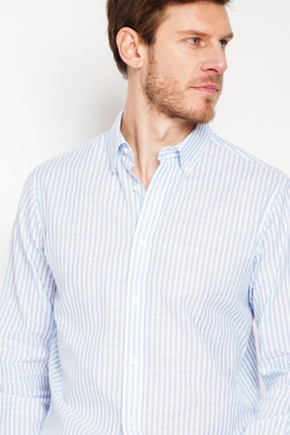 Chemise en lin - Blanc et bleu