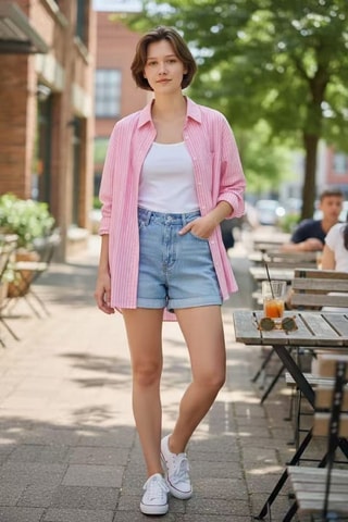 Chemisier oversize en lin - Rose