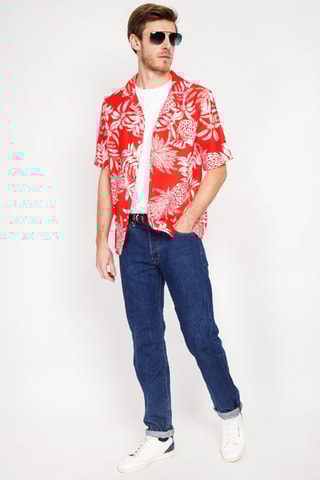 Chemise en lin - Blanc et rouge