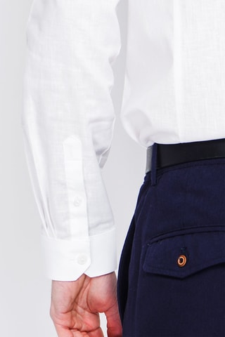 Chemise slim en lin - Blanc