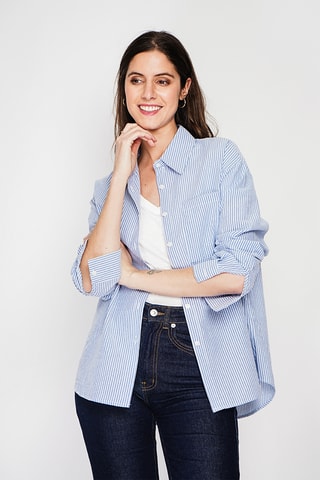 Chemisier en lin - Bleu marine