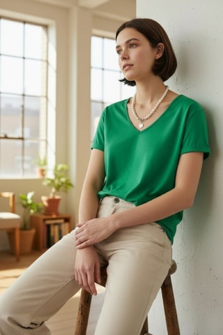 T-shirt en lin - Vert