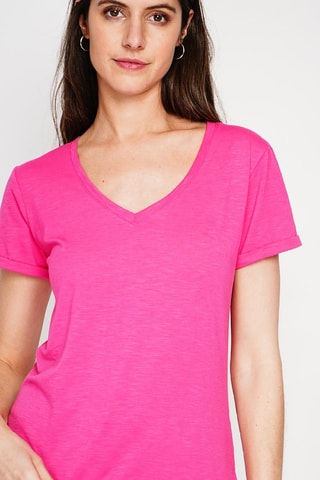 T-shirt en lin - Fuchsia