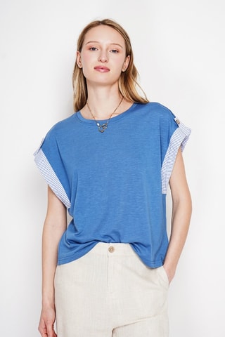 T-shirt oversize en lin - Bleu
