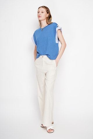 T-shirt oversize en lin - Bleu
