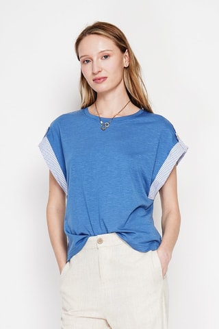 T-shirt oversize en lin - Bleu