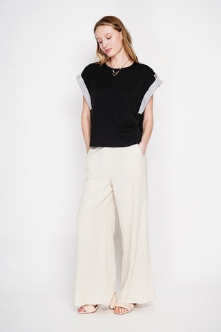 T-shirt oversize en lin - Noir