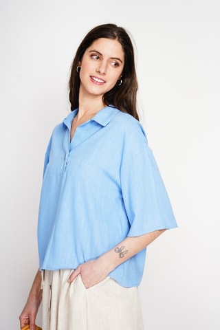 Blouse en lin - Bleu