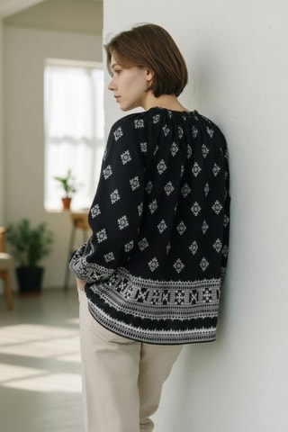 Blouse en lin - Noir