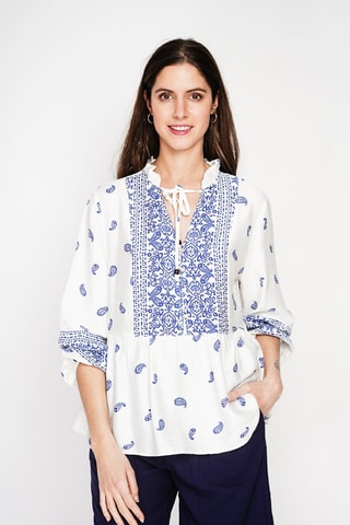 Blouse en lin - Bleu marine