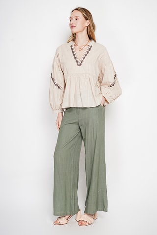 Blouse en lin - Ciel - Beige
