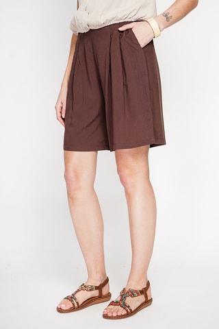 Bermuda en lin - Blanc - Marron