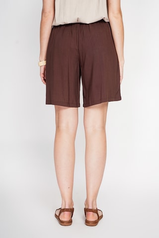 Bermuda en lin - Blanc - Marron