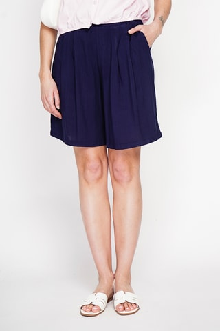 Bermuda en lin - Blanc - Bleu marine