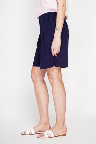 Bermuda en lin - Blanc - Bleu marine