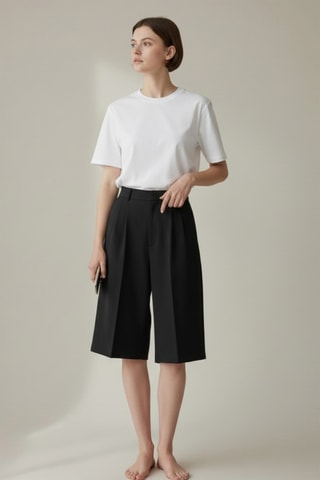 Bermuda taille haute en lin - Noir