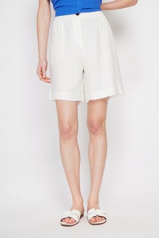 Short en lin taille haute - Blanc