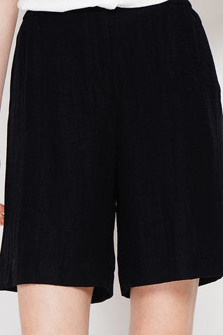 Short en lin taille haute - Noir