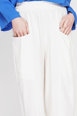 Pantacourt large taille haute en lin - Blanc