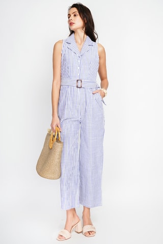 Combinaison sans manches en lin - Bleu