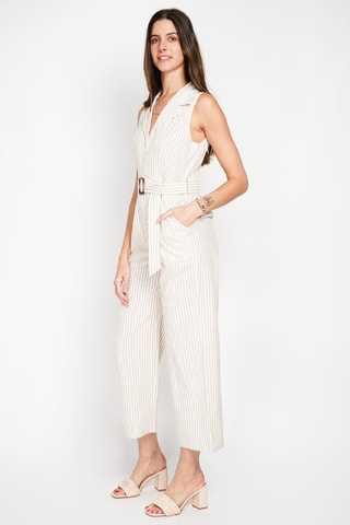 Combinaison en lin - Blanc et beige