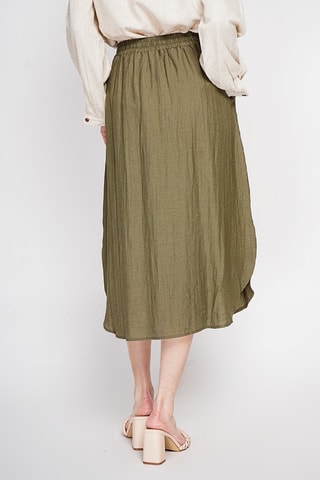 Jupe midi en lin - Kaki