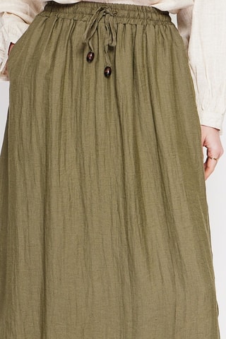 Jupe midi en lin - Kaki