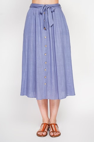 Jupe midi en lin - Bleu