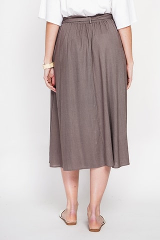 Jupe midi en lin - Marron