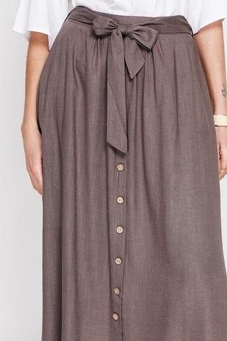 Jupe midi en lin - Marron