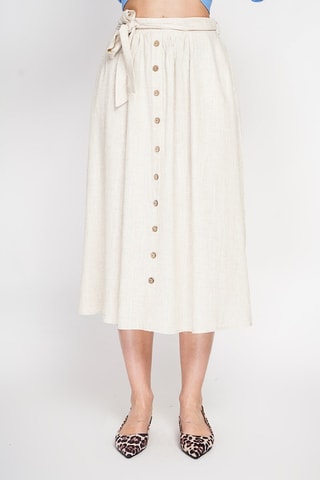 Jupe midi en lin - Beige