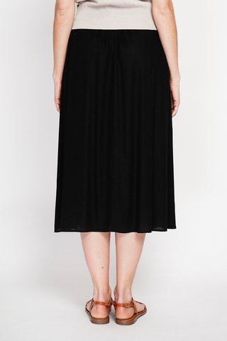 Jupe midi en lin - Noir