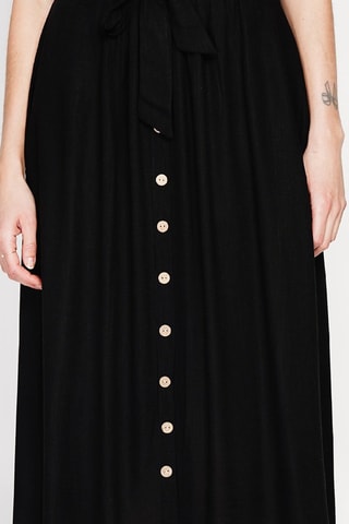 Jupe midi en lin - Noir