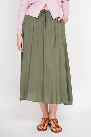 Jupe midi en lin - Kaki