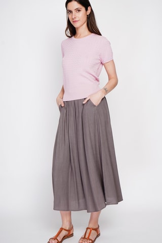 Jupe patineuse en lin - Marron