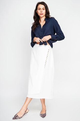 Jupe portefeuille en lin - Blanc